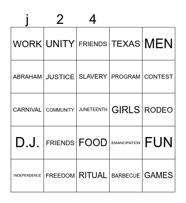 JUNETEENTH BINGO Card