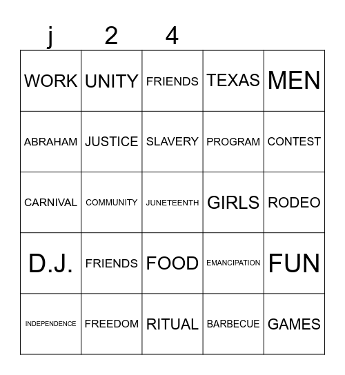 JUNETEENTH BINGO Card
