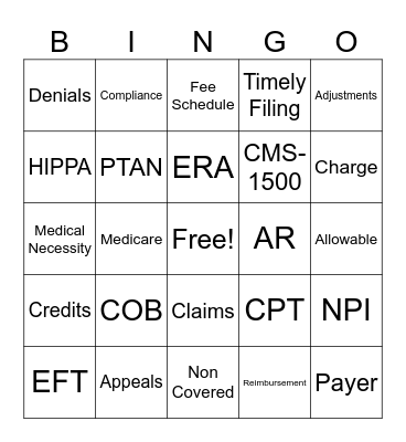 Medical Billing  Bingo Card