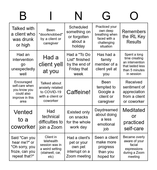 IRL BINGO Card