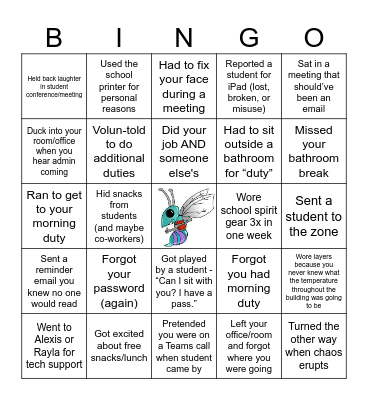 Bingo: Gunston Edition Bingo Card