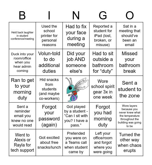 Bingo: Gunston Edition Bingo Card