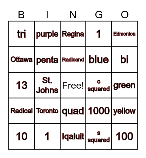 End of Year Bingo! Bingo Card