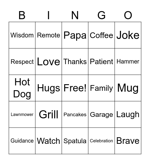 Father’s Day - 4 Corners Bingo Card