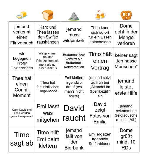 Butterbrot-Berg-Bingo Card