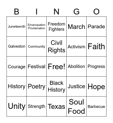 Juneteenth - Standard Bingo Card