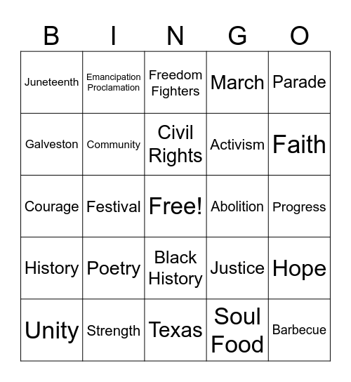 Juneteenth - Standard Bingo Card