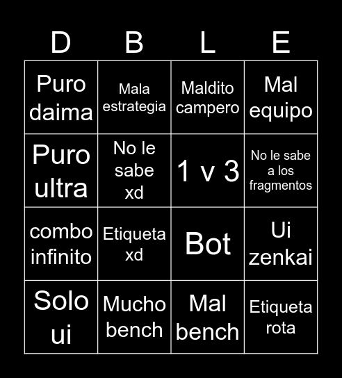 Dragon Ball Legends Bingo Card