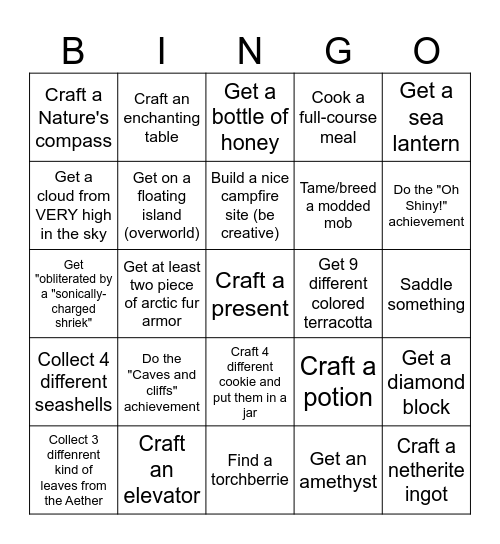 modded minecraft Bingo Card