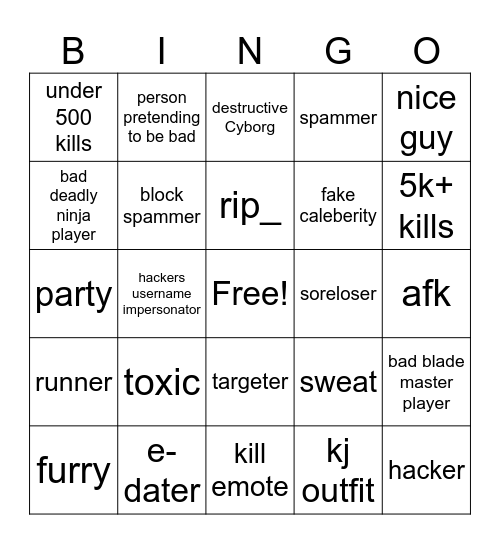 TSB BINGO Card