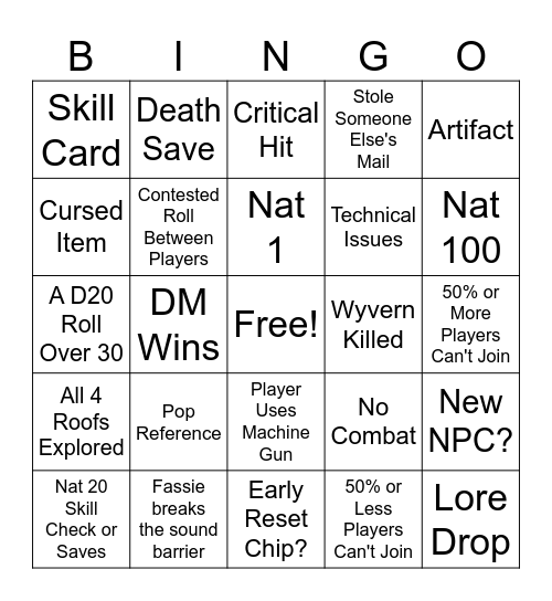 TFN #6 Bingo Card