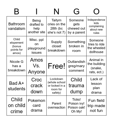 2025 VS Summer Bingo Card