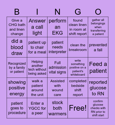Nursing Assistant's Week 2025 Bingo Card