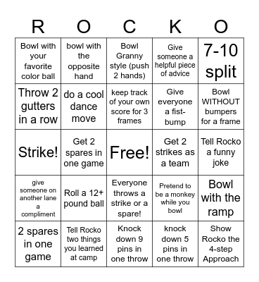 Bowling Bingo Card