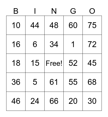 Bingo Darlin Bingo Card