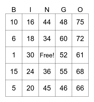 Bingo Darlin Bingo Card