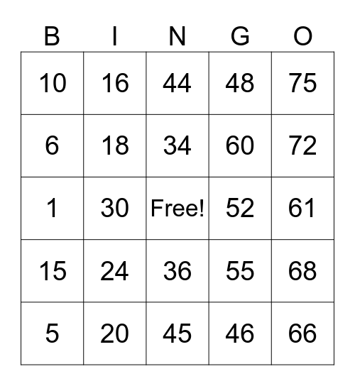 Bingo Darlin Bingo Card