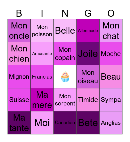 Family and Adjectives Bingo Card