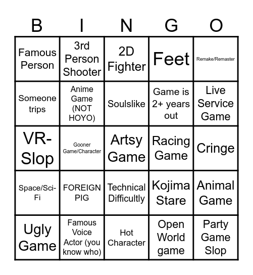 SUMMER GAME FEST 2025 Bingo Card