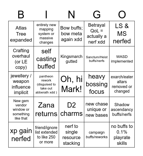 Saltydayn's 3.26 Reveal Stream Bingo Card
