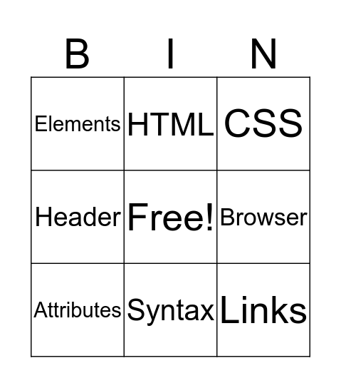 Web Design Bingo Card