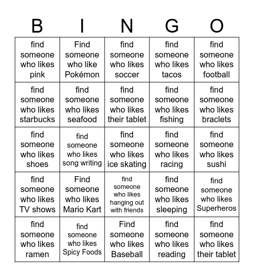 Find Someone Bingo Card