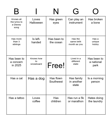 Office Icebreaker Bingo - OCS Style Bingo Card