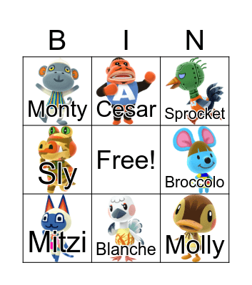 Animal Crossing Bingo Card