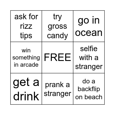 IRL BEACH BINGO Card