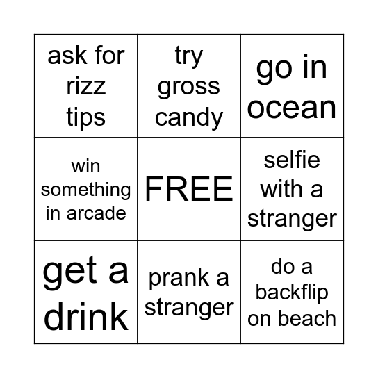 IRL BEACH BINGO Card