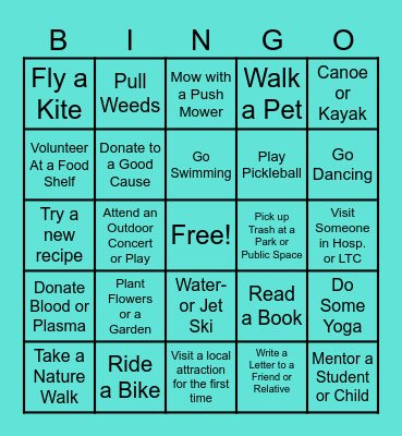 Summer Wellness! Bingo Card