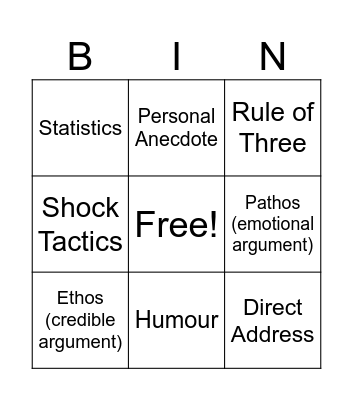 Persuasive Techniques Bingo Card