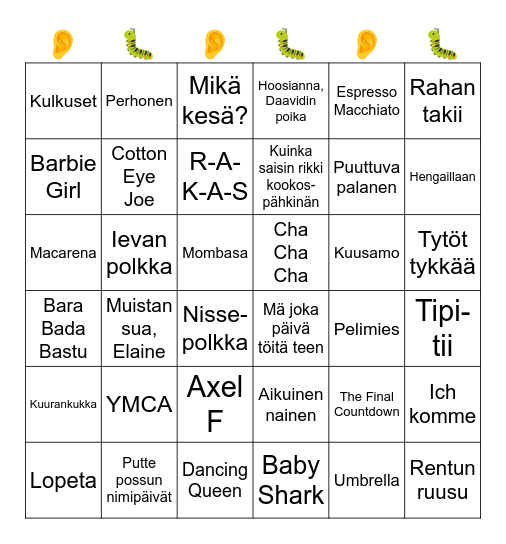 Korvamadot Bingo Card