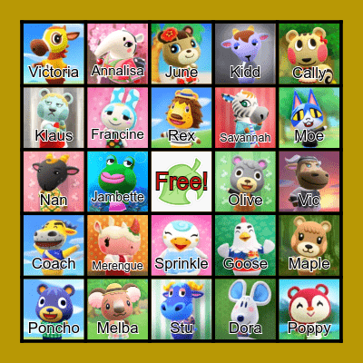 Brooke & Kaity's Animal Crossing Wedding Bingo! Bingo Card