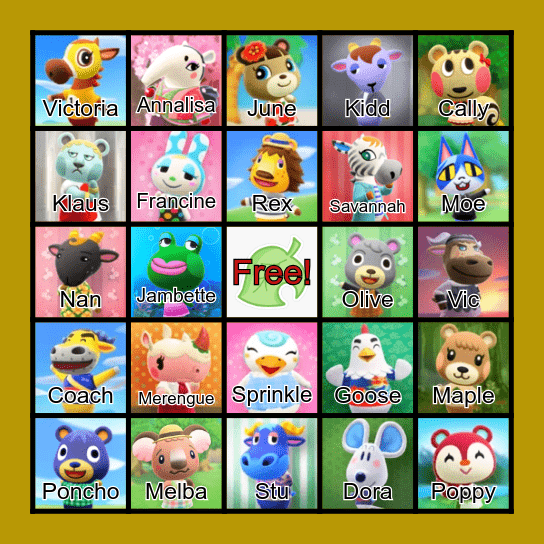Brooke & Kaity's Animal Crossing Wedding Bingo! Bingo Card