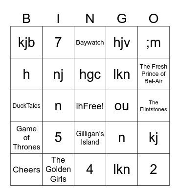 TV Theme Songs Bingo Card