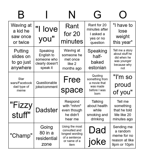 Happy Australian man with a lovely estonian wife bingo Card