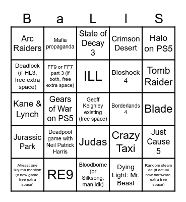 Summer Goon Fest Bingo Card