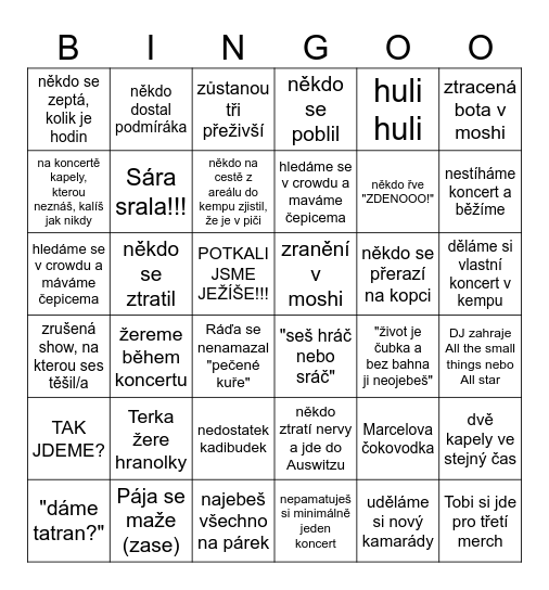 Kámen pro lidi 25' Bingo Card