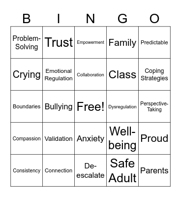 ASJ Trauma Informed Practices Bingo Card