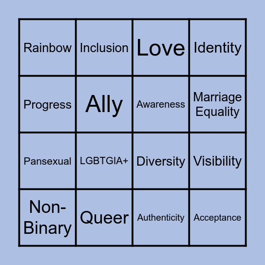 Pride Month Bingo Card