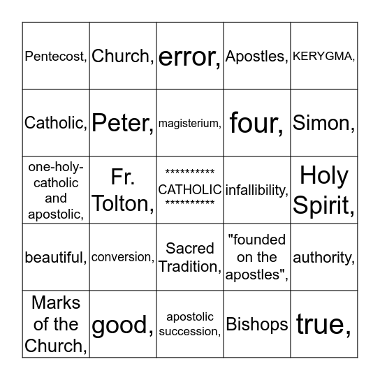 Why be Catholic??? Bingo Card