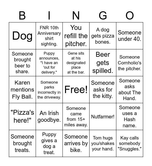 FNR Bingo Card
