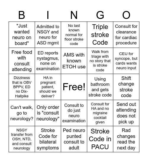 Consult Bingo Card