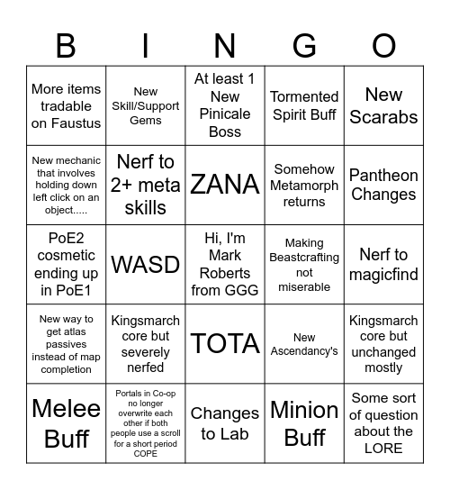 A Random Bingo Card