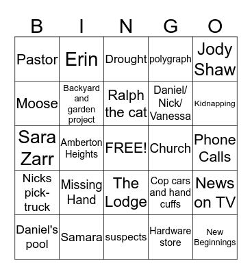 Once Was Lost Bingo Card