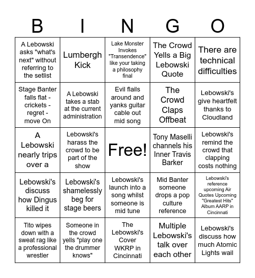 LLUA BINGO Card