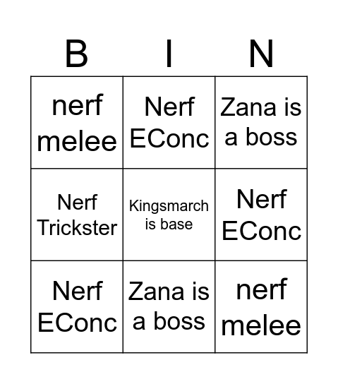 PoE BINGO Card