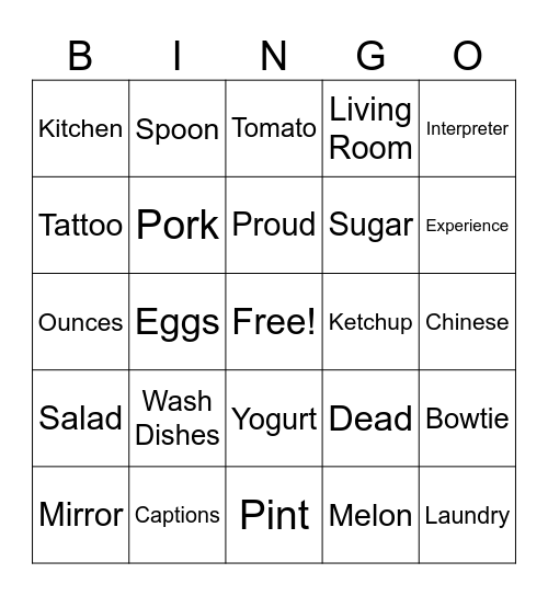 ASL 3 Bingo Card