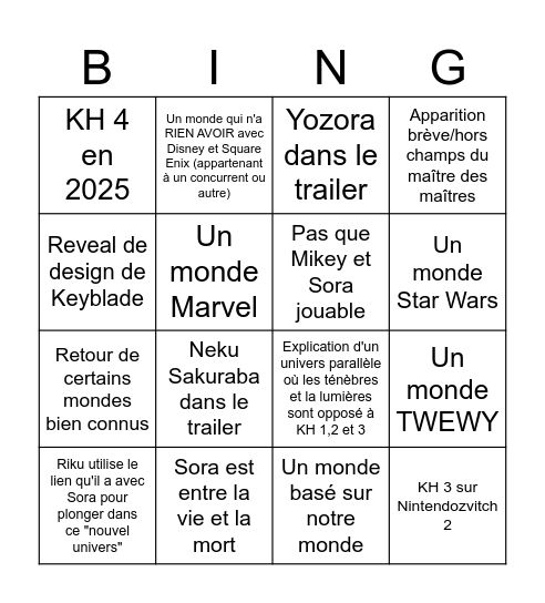 Bingo KH Bingo Card